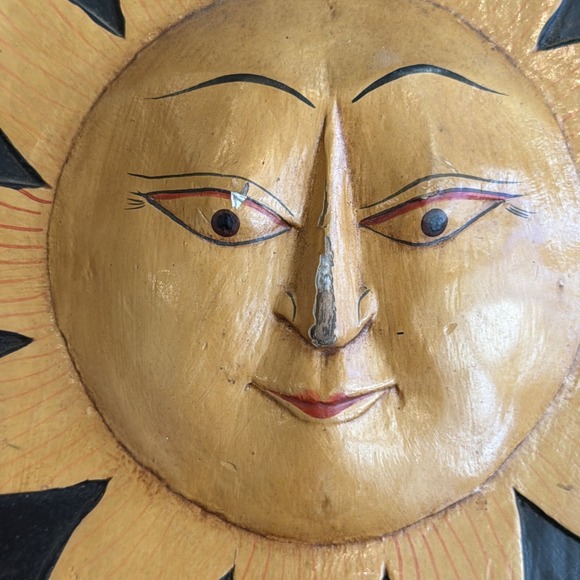 Crescent Celestial Moon Sun Stars Round VINTAGE Wood Decor 11" Y2K 90/s - Picture 3 of 4